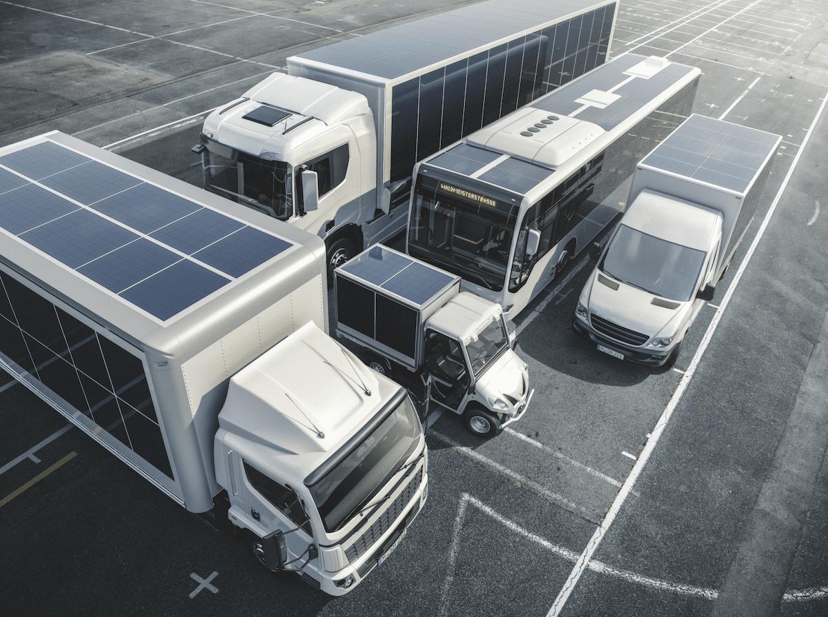 Commercial transport vehicles with solar charging infrastructure